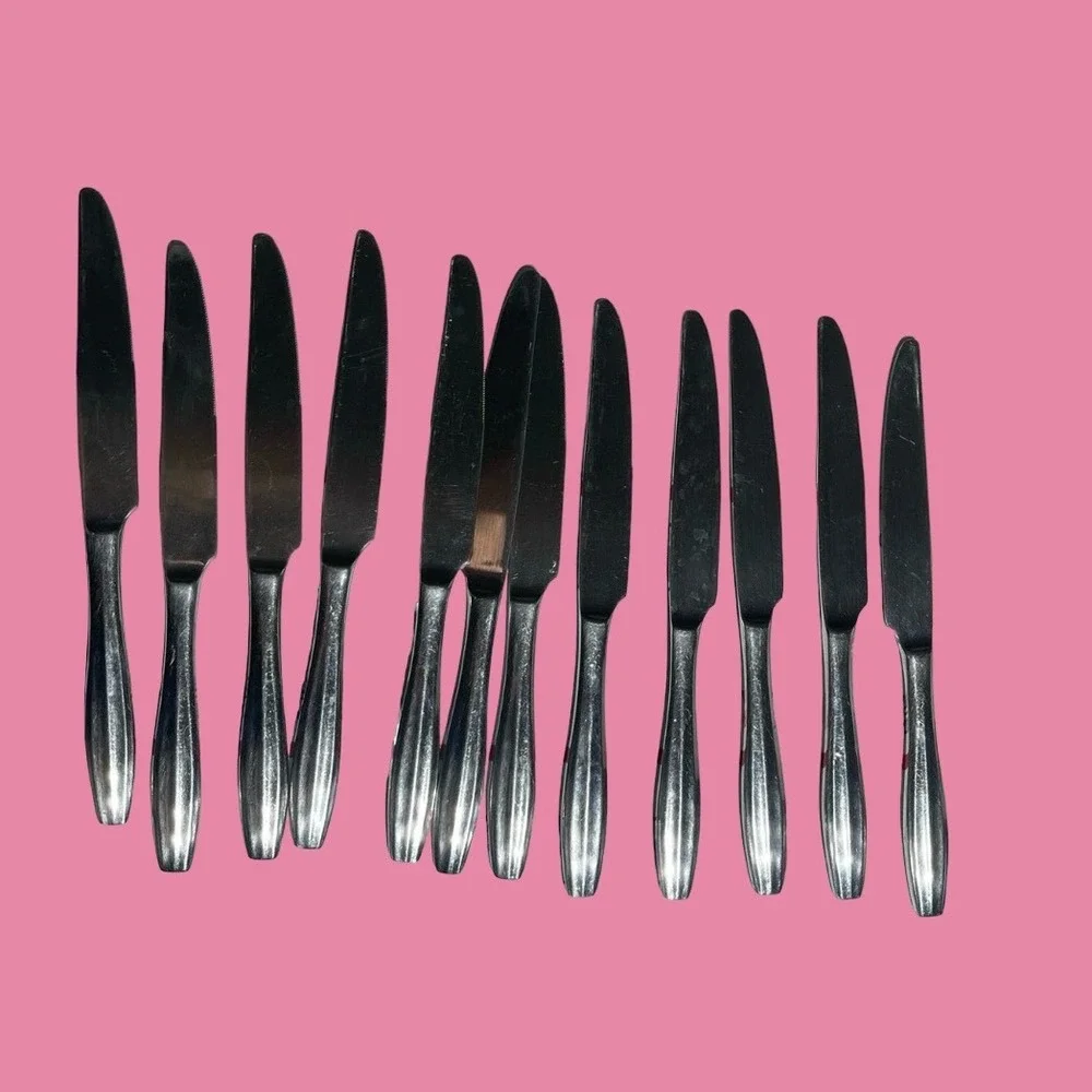 Mikasa Steak Knives Lot of 12 Stainless Steel Serrated Dinner Knives Flatware